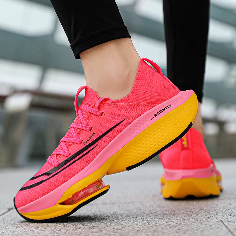 High Quality Marathon Men Sports Running Shoes Air Cushion Breathable Lightweight Comfortable Women Athletic Training Footwear