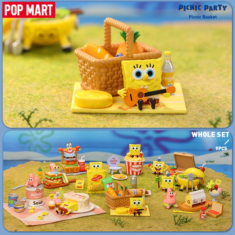 POP MART SpongeBob Picnic Party Series Prop Blind Box 1PC/9PCS Action Figure Cute Birthday Gift Kid Toy Mystery Box