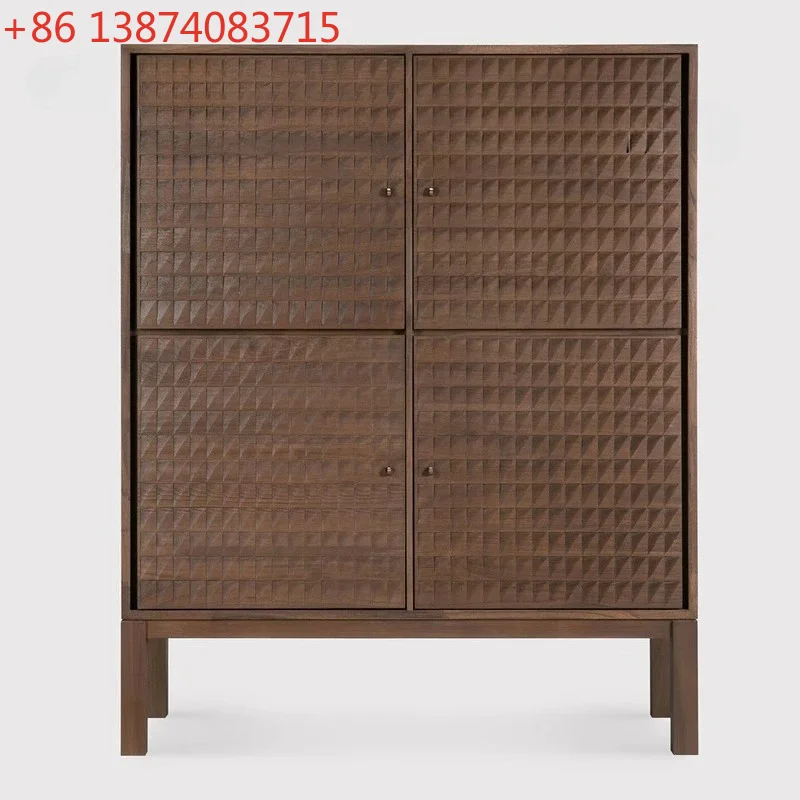 

Solid wood dining side cabinet chest cabinet medieval retro living room locker high cabinet designer light luxury advanced