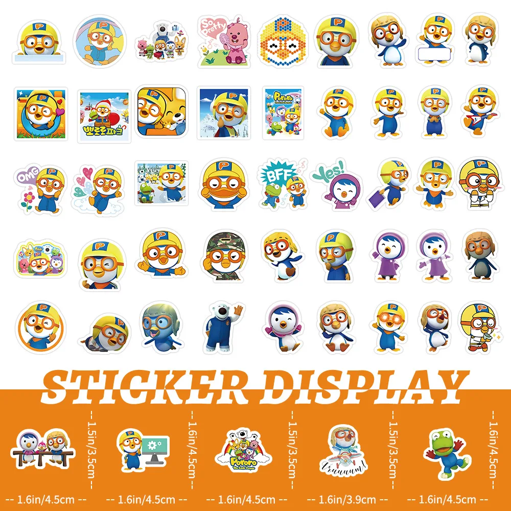 50pcs New Pororo Personalized Creative DIY Handbook Stickers Mobile Phone Skateboard Decoration Stickers