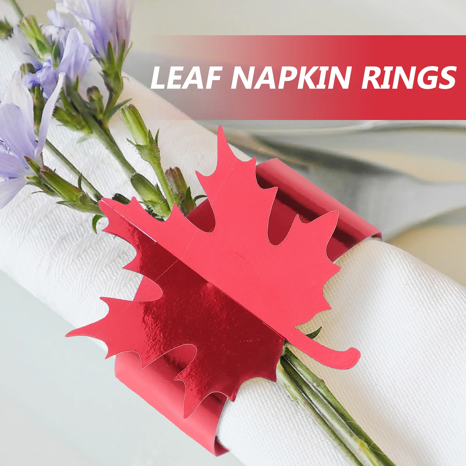 

50Pcs Maple Leaf Napkin Rings Paper Decorative Holder Wedding Banquet Party Thanksgiving Table Wraps Banquet Napkin Holder