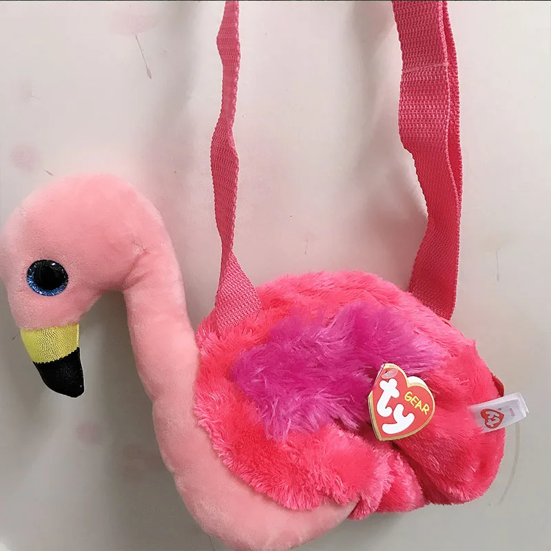 Ty Fashion Messenger Bag Beanie Big Eyes Stuffed Plush Animal Toy Red Flamingo Gilda Cosmetic Bag Children New Year Gifts