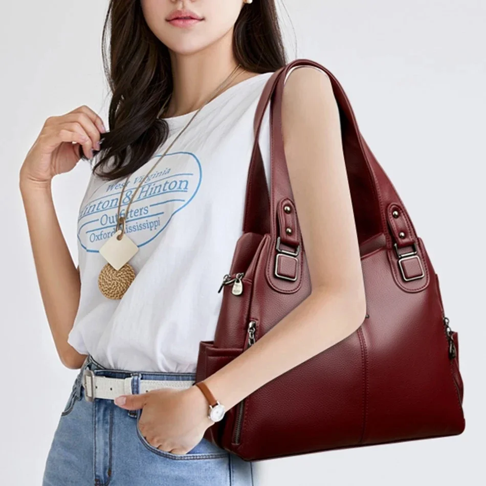 Casual Tote Bags Female Luxury Handbag Large Capacity Shoulder Bag for Women Ladies Vintage PU Leather Crossbody Bag Sac A Main