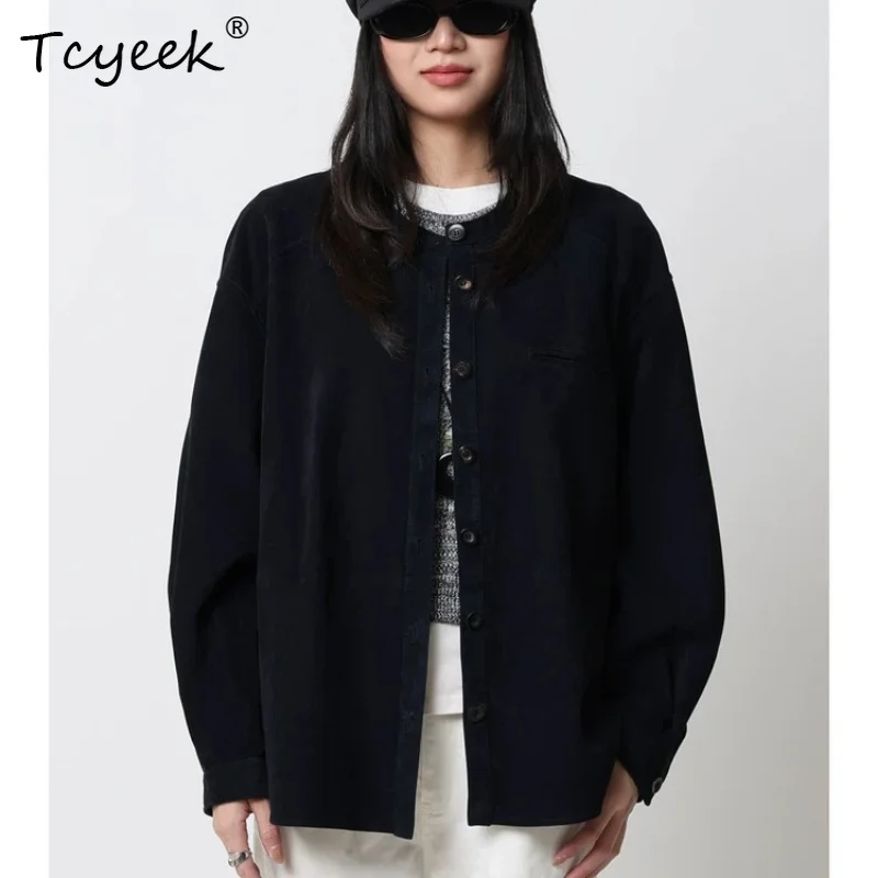 Tcyeek Real Leather Jacket Women Clothing Sheepskin Vintage Loose Fit for Ladies Fashion Womens Jacket Cozy Clothes Ropa Mujer