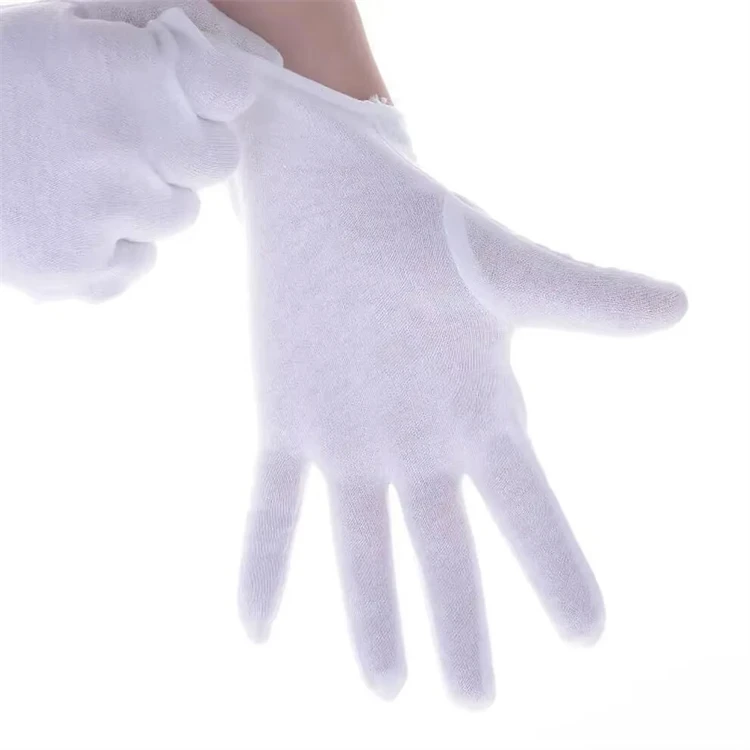 Einweg-Weiße Baumwollhandschuhe Leichte Atmungsaktive Etikette-Handschuhe für Kellner Fahrer Schmuckarbeit – Detail 6