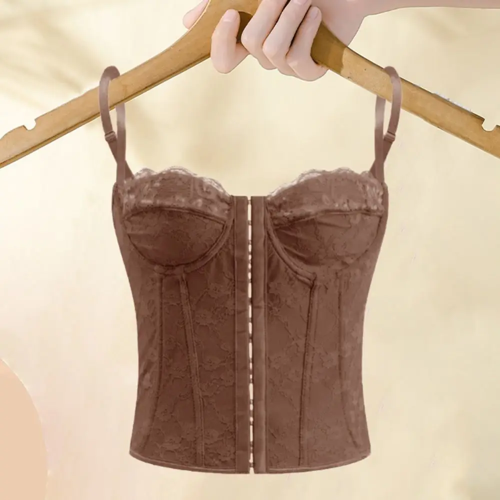 

Spicy Girl Style Hollow Lace Camisole Sleeveless Slim Fit Crop Tops Tanks Streetwear Lace Corset Spring Summer