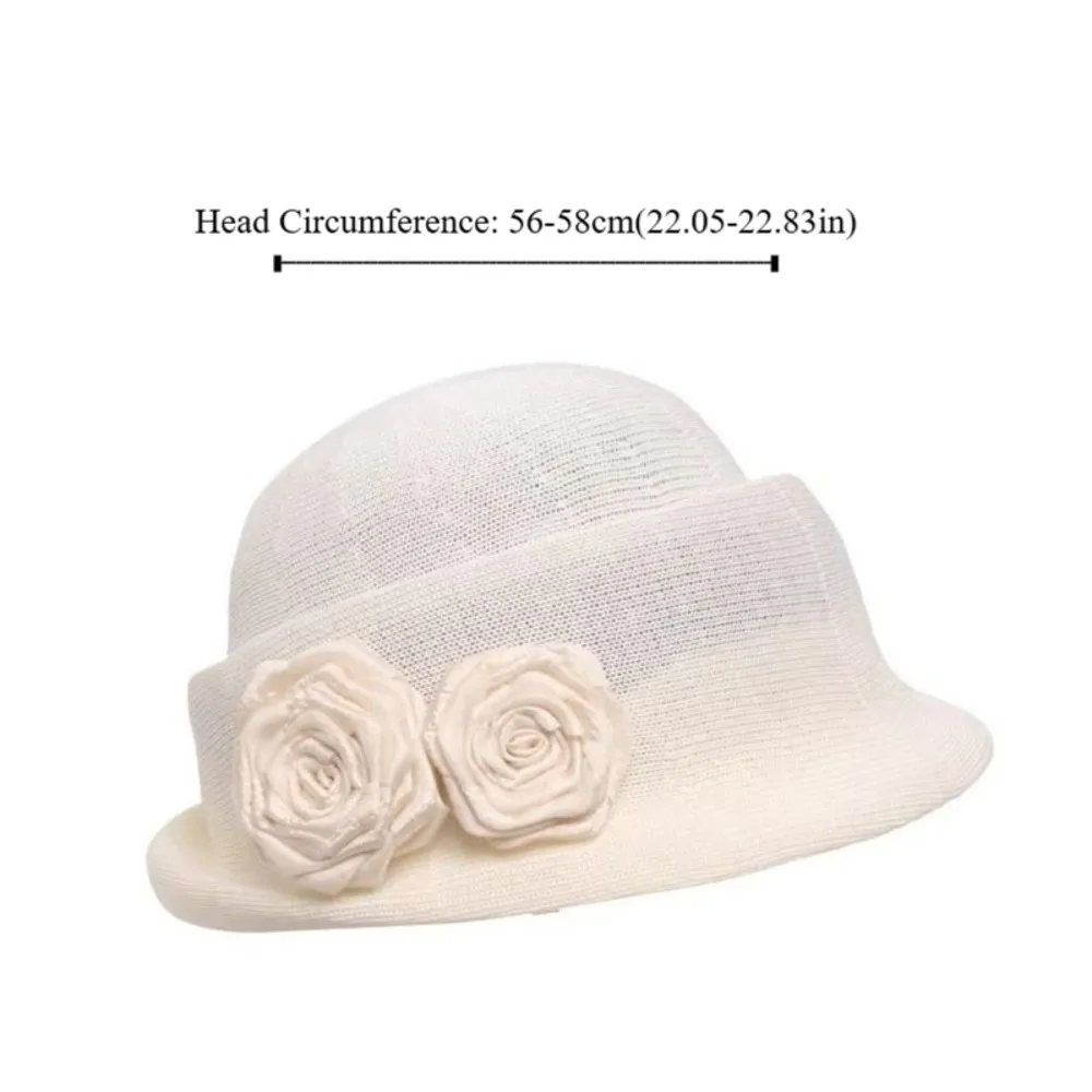 패션 프렌치 스타일 카멜리아 플라워 캡 우아한 컬 브림 플로럴 보울러 햇 헵번 영국 여성 정장 모자 여성용