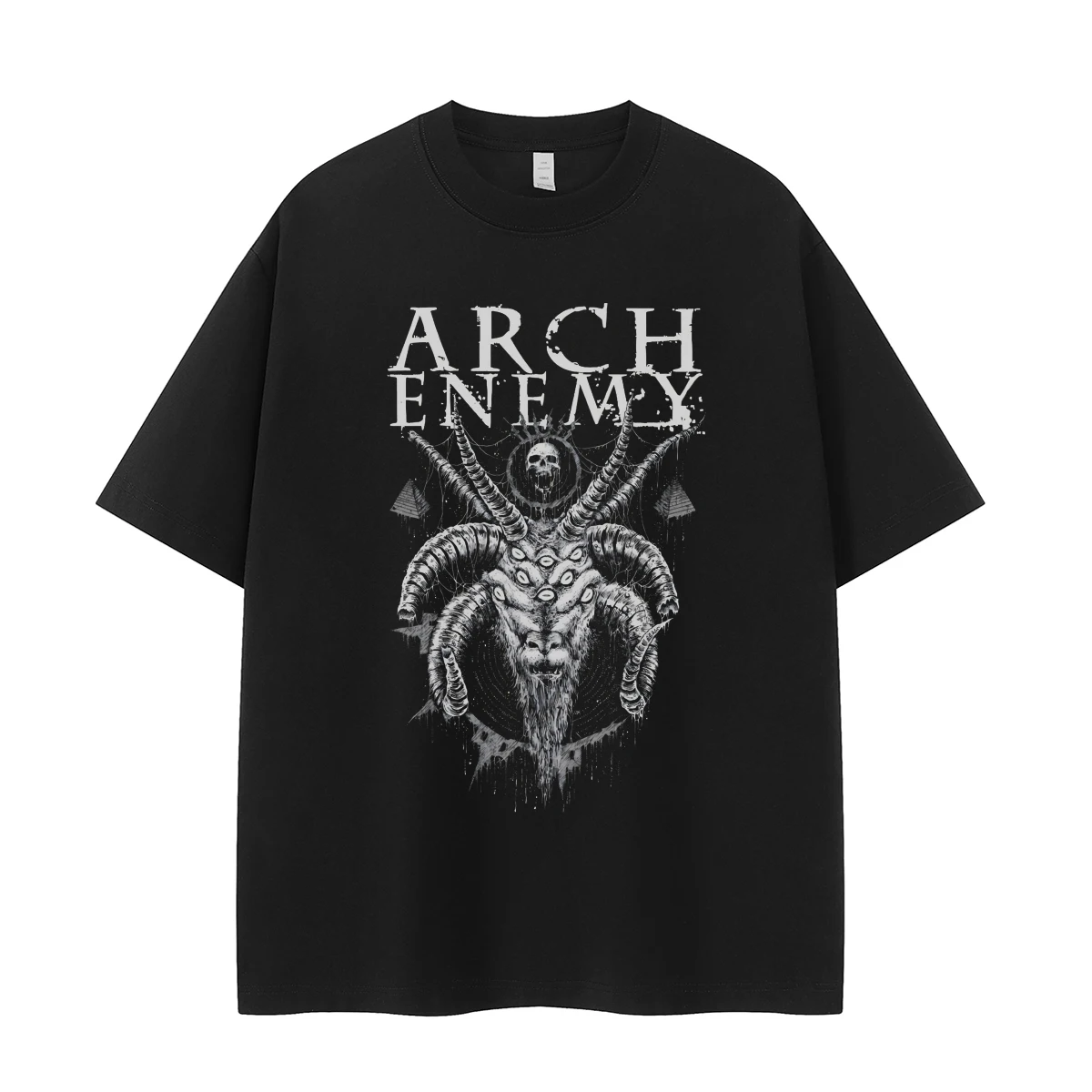 

Arch Enemy's Retro American Street Off-the-shoulder Vtg Pure Cotton Round-neck Rock Short-sleeved T-shirt Ins Y2k Hot Sell New