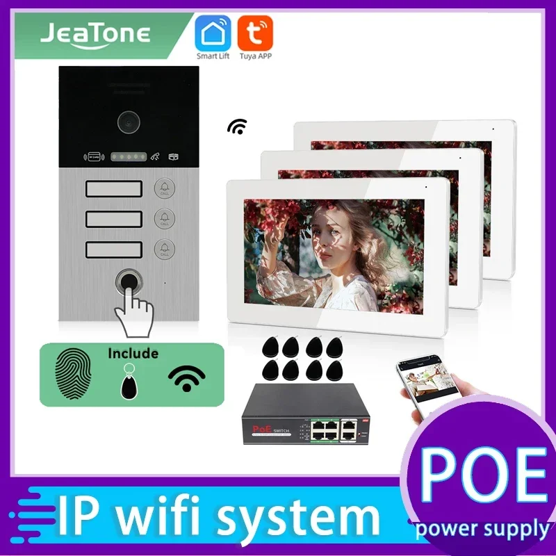 

Jeatone Tuya 7 Inch Video Door Phone Intercom Doorbell Wireless WiFi Smart Home Eye Door Camera Access Control System With RFID