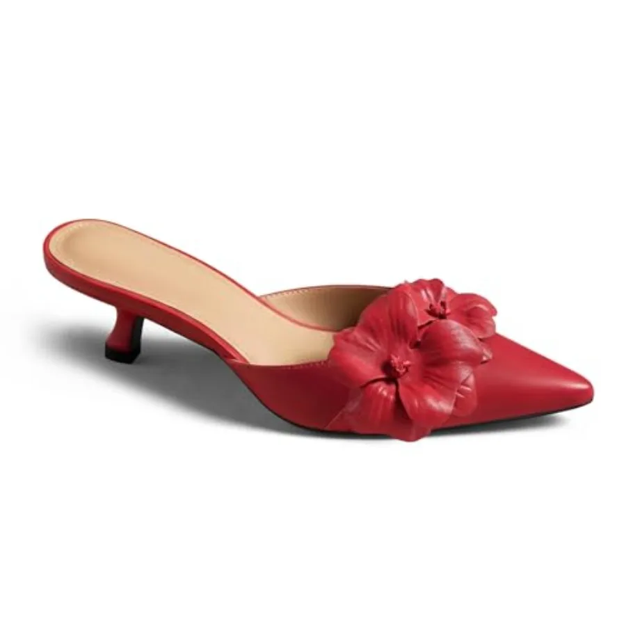 

Женские туфли-мюли Coutgo на низком каблуке с закрытым острым носком, нарядные туфли с цветочным узором, без застежек, для вечеринок