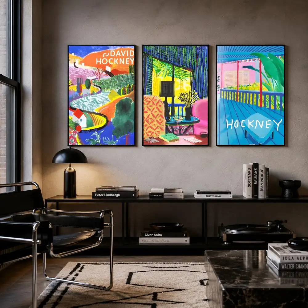 Art David Hockney Poster Self-adhesive Art Waterproof Paper Sticker Coffee House Bar Room Wall Decor