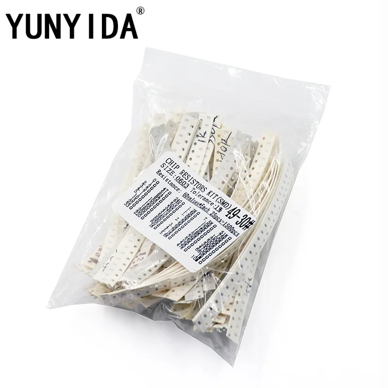 0603 SMD Resistor Kit Assorted Kit 1ohm-10M ohm 1% 60valuesX 25pcs=1500pcs Sample Kit