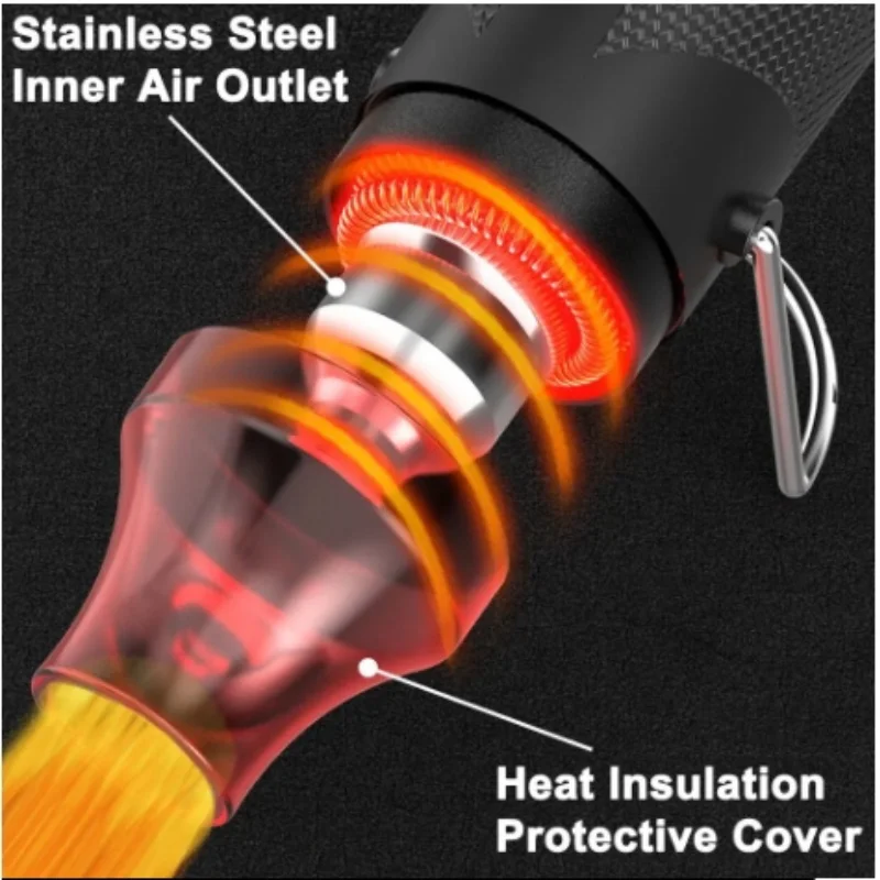 220/110V Hot Air Gun with Stand Mini Heater for DIY Craft Embossing Shrink Wrapping PVC Multi Function Handheld Electrical Tool