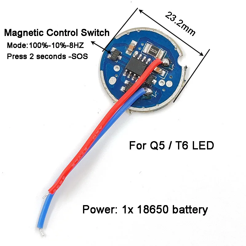 JYL2307 Head Light Flashlight Accessories 23mm Magnetic Control Circuit Driver Plate 3.7V for Q5 T6 LED Lamp Bead