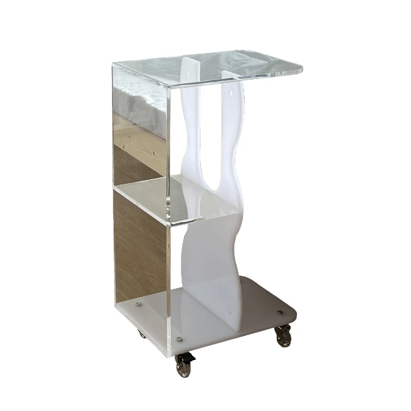 Acrylic sofa side trolley moving side several home bedside table special-shaped wave shelf side table