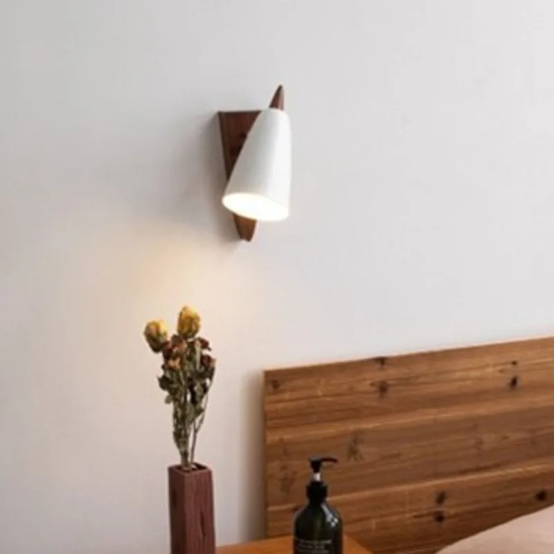 Wooden Adjustable Wall Lamps Bedhead Retro Simple Warm Reading LED Sconces Bedroom  Personalized Decoration Wabi Sabi Luminaires