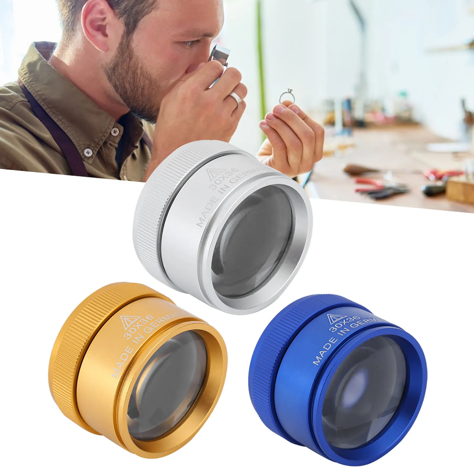 عدسة مكبرة 30X عدسة مكبرة محمولة لتحديد المجوهرات عدسة مكبرة 30X عدسة مكبرة محمولة