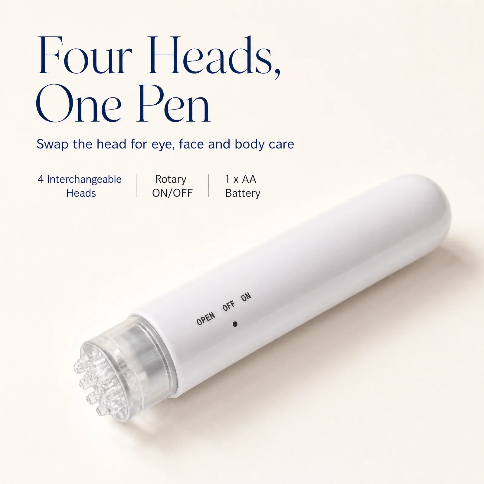 Mini 4-Head Massage Pen, Electric Percussion Massager for Eye Face Neck Body, Battery Muscle Relaxation Wand, 6 Colors Gift