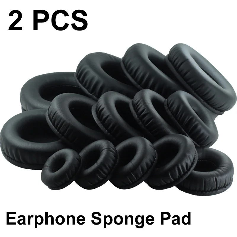 2PCS 45/50/55/60/65/70/75/80/85/90/95/100/105/110MM Headphone Earphone Headset Sponge Foam Leather Pad Ear In-ear Round Cover