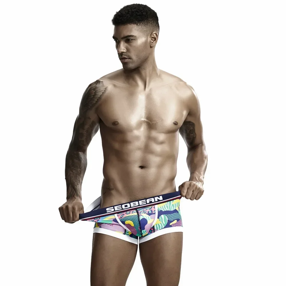 

Men's U Convex Pouch Underwear Youth Printed Sports Boxer Shorts Teenager Cotton Breathable Comfortable Sweat Absorption Trunks
