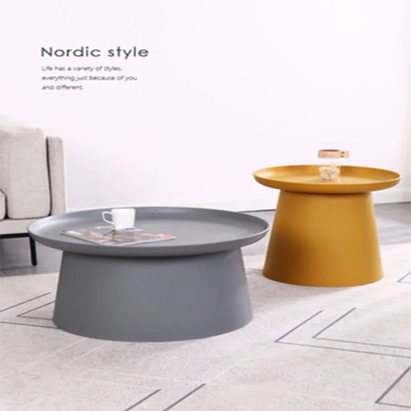 Household Simple Plastic Round Coffee Table Modern Small Apartment Balcony Table Combination Living Room Side Table