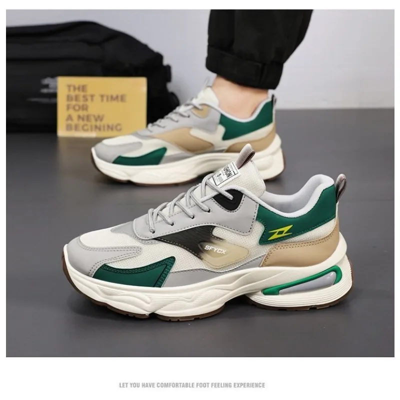 Summer 2026 Men's Casual Running Sneakers Color Block Breathable Mesh Non Slip Unky Dad Outdoor Street Footwear