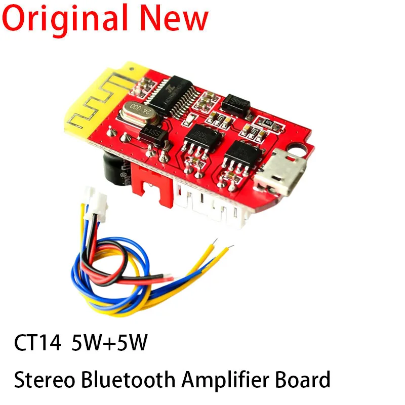 1PCS CT14 Micro 4.2 Stereo Bluetooth Power Amplifier Board Module 5VF 5W+5W Mini with Charging Port for Refitting Idle Sound Box