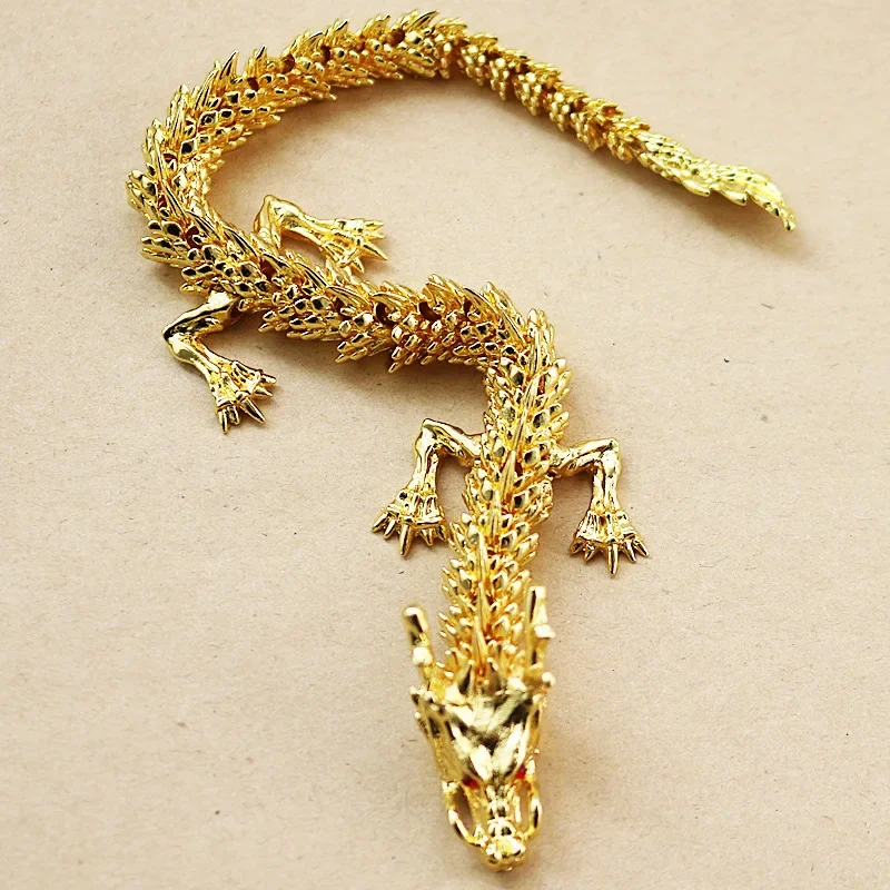 Five Claw Golden Dragon Ornaments Movable Handlebar Pieces for Wealth Chinese Loong Home Furnishing Office Desktop Decoration