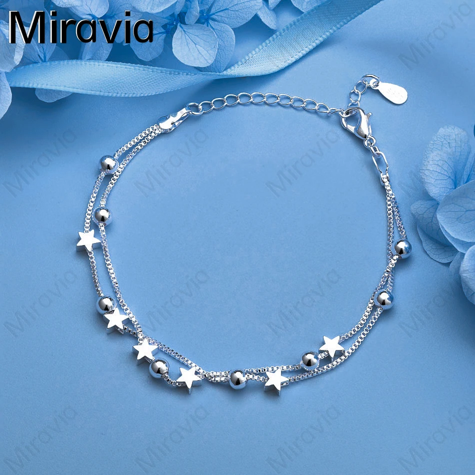 

Miravia 925 Sterling Silver Shooting Star Double Layer Bracelet Woman Charm Fashion Party Jewelry