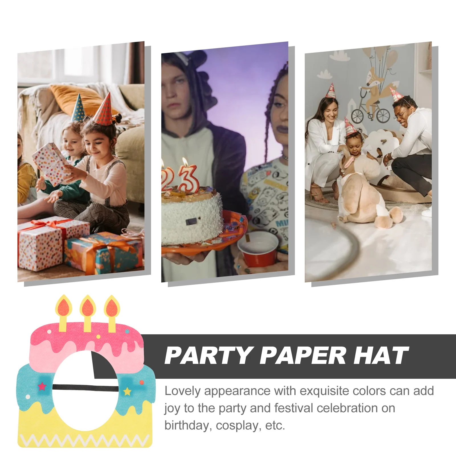 

Cute Style Party Paper Hat Birthday Headgear Funny Hat Prop for Carnival Photo Decor Party Props Birthday Headgear