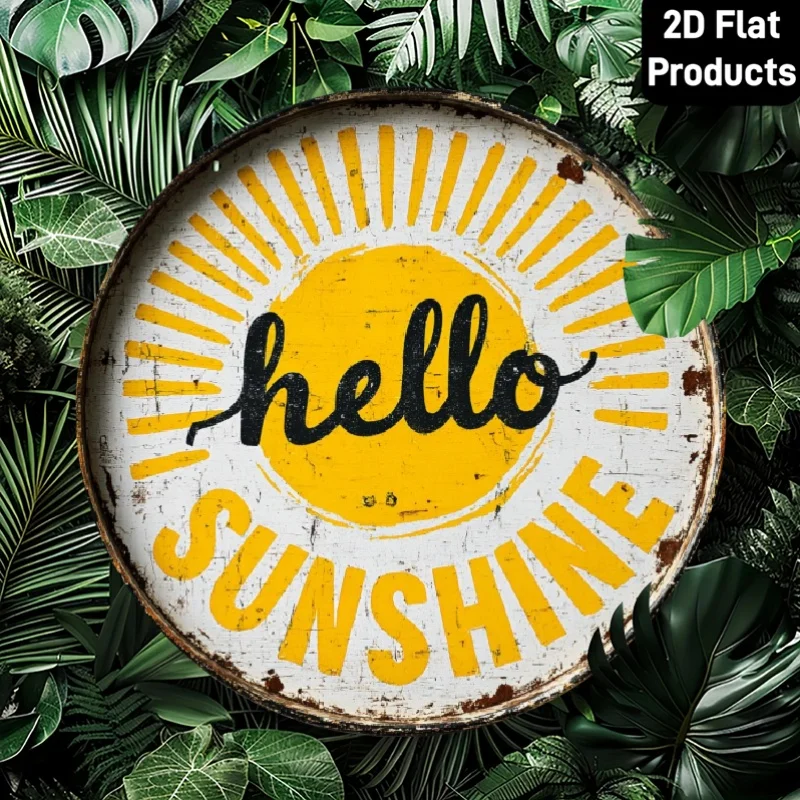 2D Flat - 2D Plane - a Single Decorative Sign Made of Metal, Measuring 20.32X20.32 cm, with a Circular Design, Containing The Ph