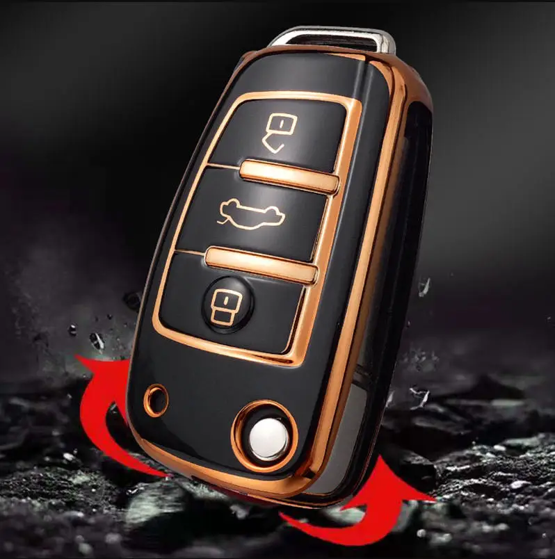 

Car Flip Key Case for Audi A1 A3 8P 8L A4 A5 B6 B7 A6 A7 C5 C6 4F Q3 Q5 Q7 Q8 TT S3 S4 S6 RS Key Cover Holder Shell Accessories