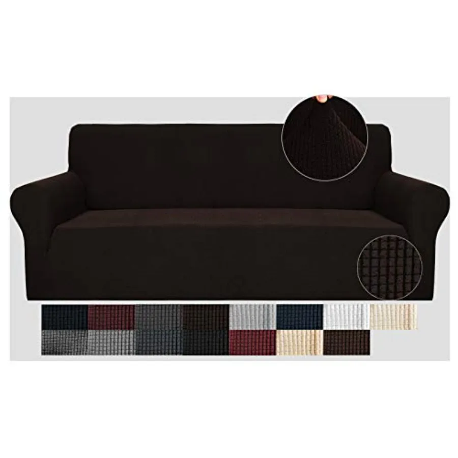 

High Stretch Couch Covers for 3 Cushion Couch 1-Piece Jacquard Elastic Slipcovers Anti Slip Cover with Elastic Bottom Furniture