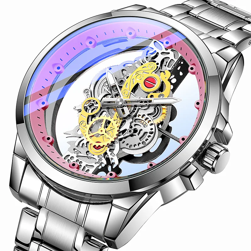 Orologio al quarzo da donna di vendita calda Orologio da polso da donna impermeabile con design scheletro cavo luminoso Cintura in pelle Reloj De Mujer