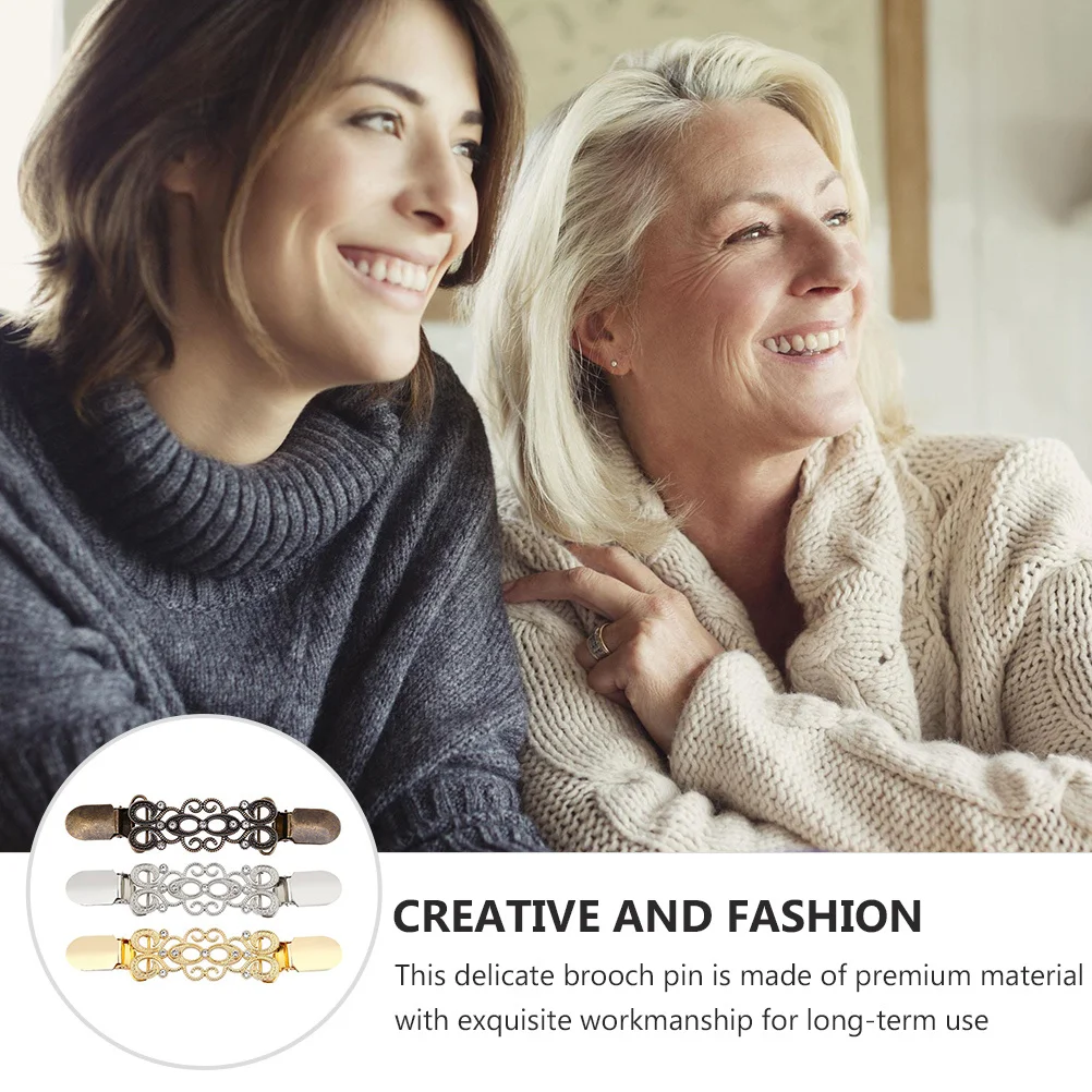 

3Pcs Elegant Sweater Clips Strong Functionality Cardigan Clip Stylish Costume Accessories Perfect Gift for Family