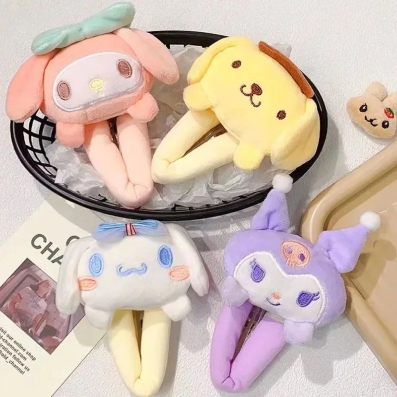 Kuromi أنيمي Kawaii سانريو دمية جميلة دبابيس الشعر لطيف الكرتون PomPomPurin أغطية الرأس تزيين مُثبت هدايا للفتيات اللعب