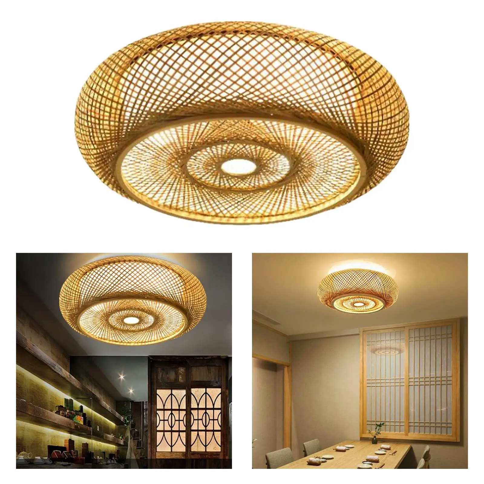Bamboo Woven Lampshade Living Room Aisle Ceiling Lamp Light Shade Decorative