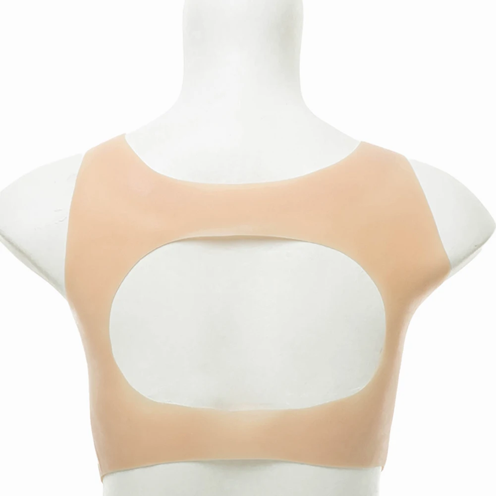Dokier Fake Chest Breast Plate Silicone Breast Forms Fake Silicone Boobs For Crossdresser Transgender Summer Wear Hollow Back
