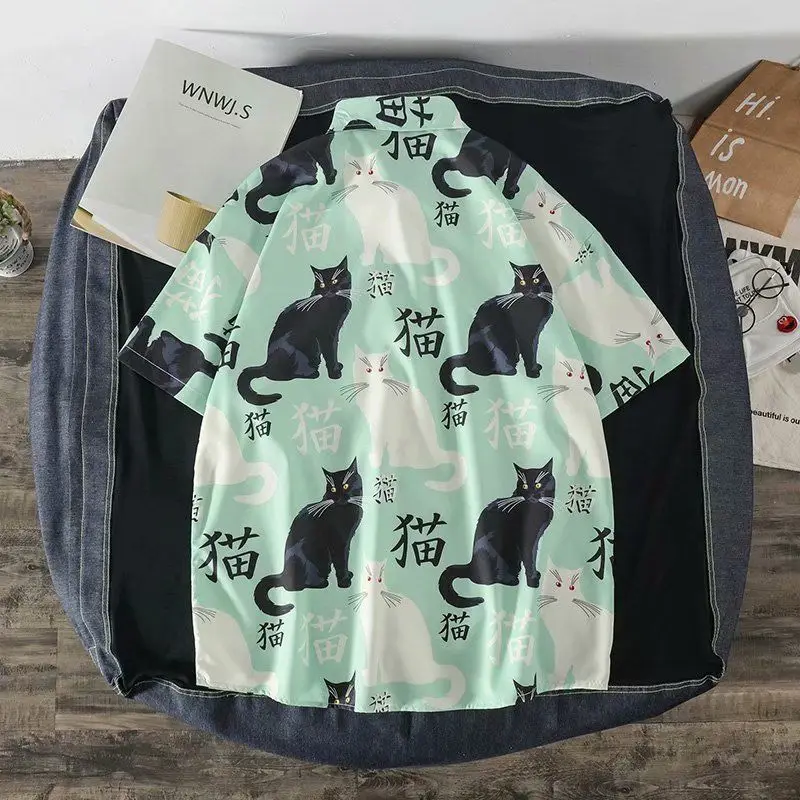 

Свободный длинный све мужской irt Jaet Crane Wind Float Painting Летний модный бренд Ins Японский Sle Ретро Молодежный полиэстер F...