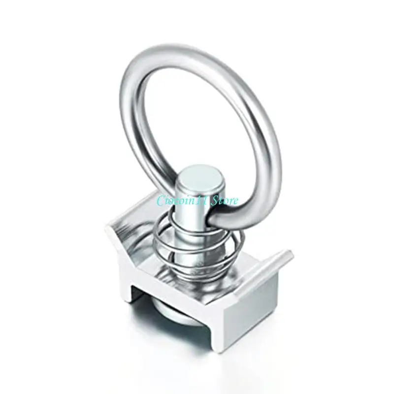 Y1UB 1/6/10Pcs L-Track Single Tie Down Fitting with Stainless Steel Quick Release Round Ring and Spring