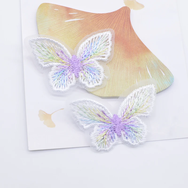 10Pcs 50*35mm Delicate Cotton Gauze Butterfly Mesh Appliques for DIY Clothes Hat Sewing Patches Headwear Hair Clips Bow Decor