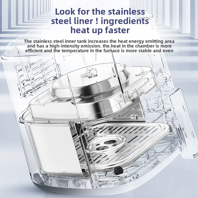 Household air fryer oven large capacity fully automatic stainless steel steam fryer