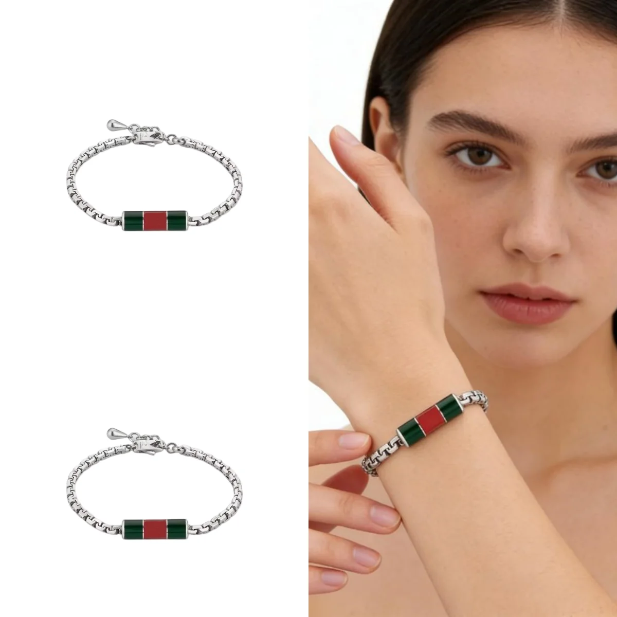 

Новый модный браслет из стерлингового серебра S925 с двойной G и тремя цветами, коллекция 2026 года