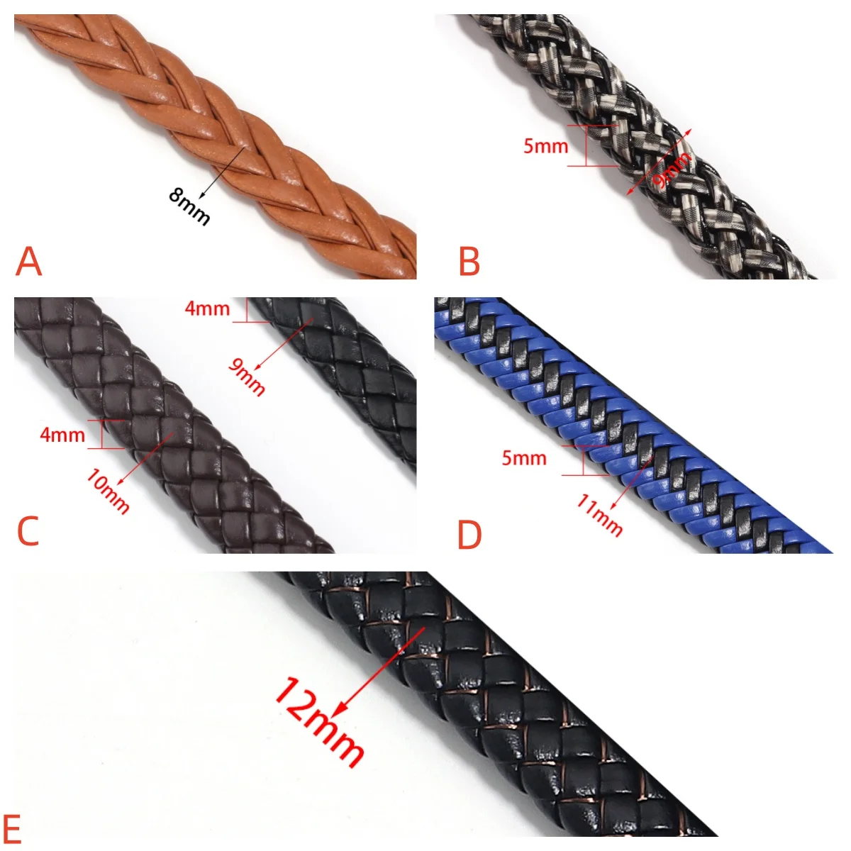 Genuine Cow Leather Braided Thong Cord for DIY Crafts