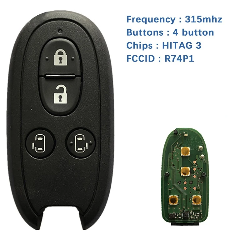 

Remote Smart Card Key For Suzuki Alto Wagon Hustler 315MHz PCF7953 / HITAG 3 / 47 Chip FCC ID: R74P1 For Russia Market