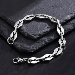 New Fashion Bracelets for Men Boys,Handmade Stainless Steel Link Wristband,Anniversary Birthday Gifts for Him