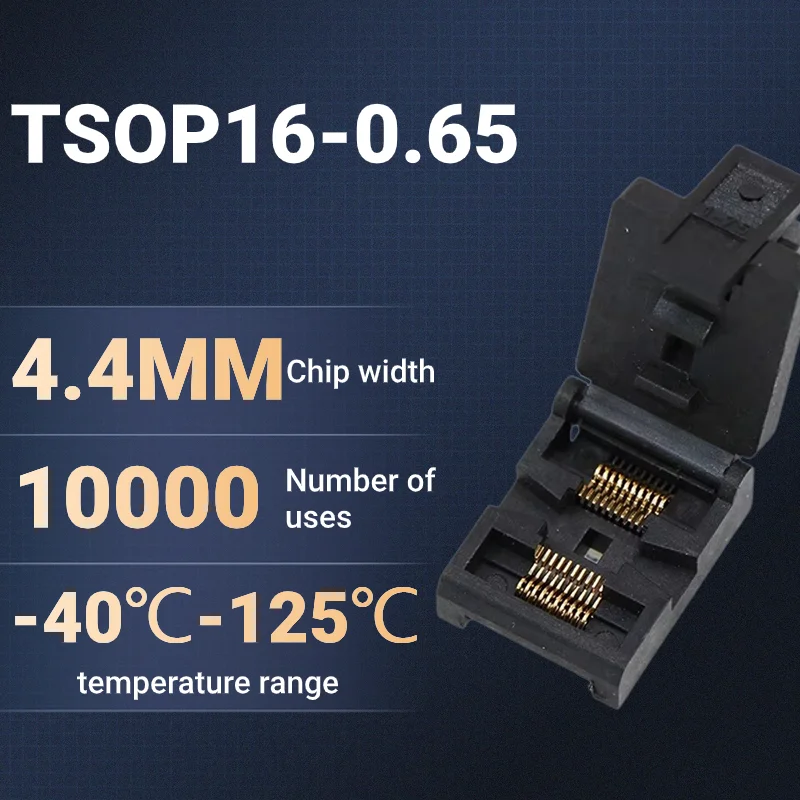 

TSOP16-0.65 test socket/connector/high-temperature aging resistant socket, high-quality gold-plated pin spacing of 0.65mm