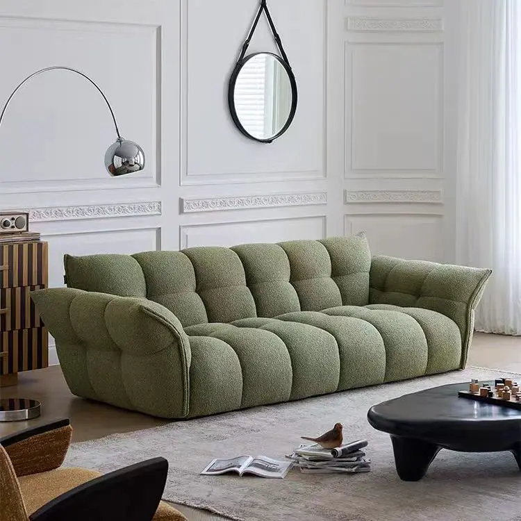 French antique lily sofa living room straight row cream style retro high-end fabric sofa