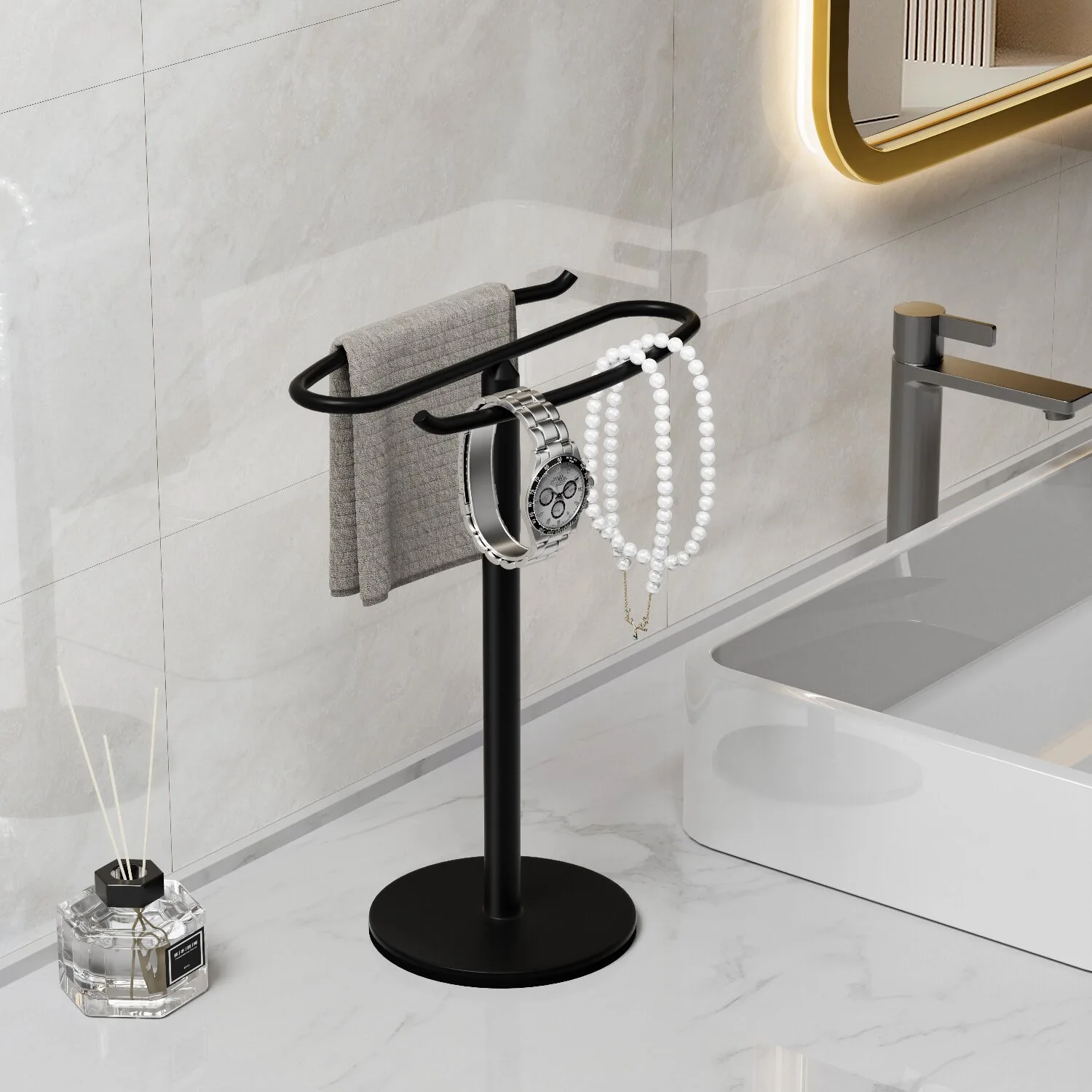

Gold Towel Rack Stainless Steel Bathroom Washplate Kitchen Towel Hanging Household Countertop Towel Bars