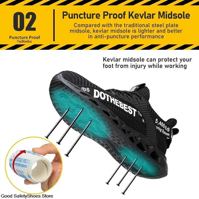 Safety Shoes Men For Work Sneakers Women Men Steel Toe Work Shoes Security Protective Shoes Lightweight Anti-Smash Anti-Puncture 4